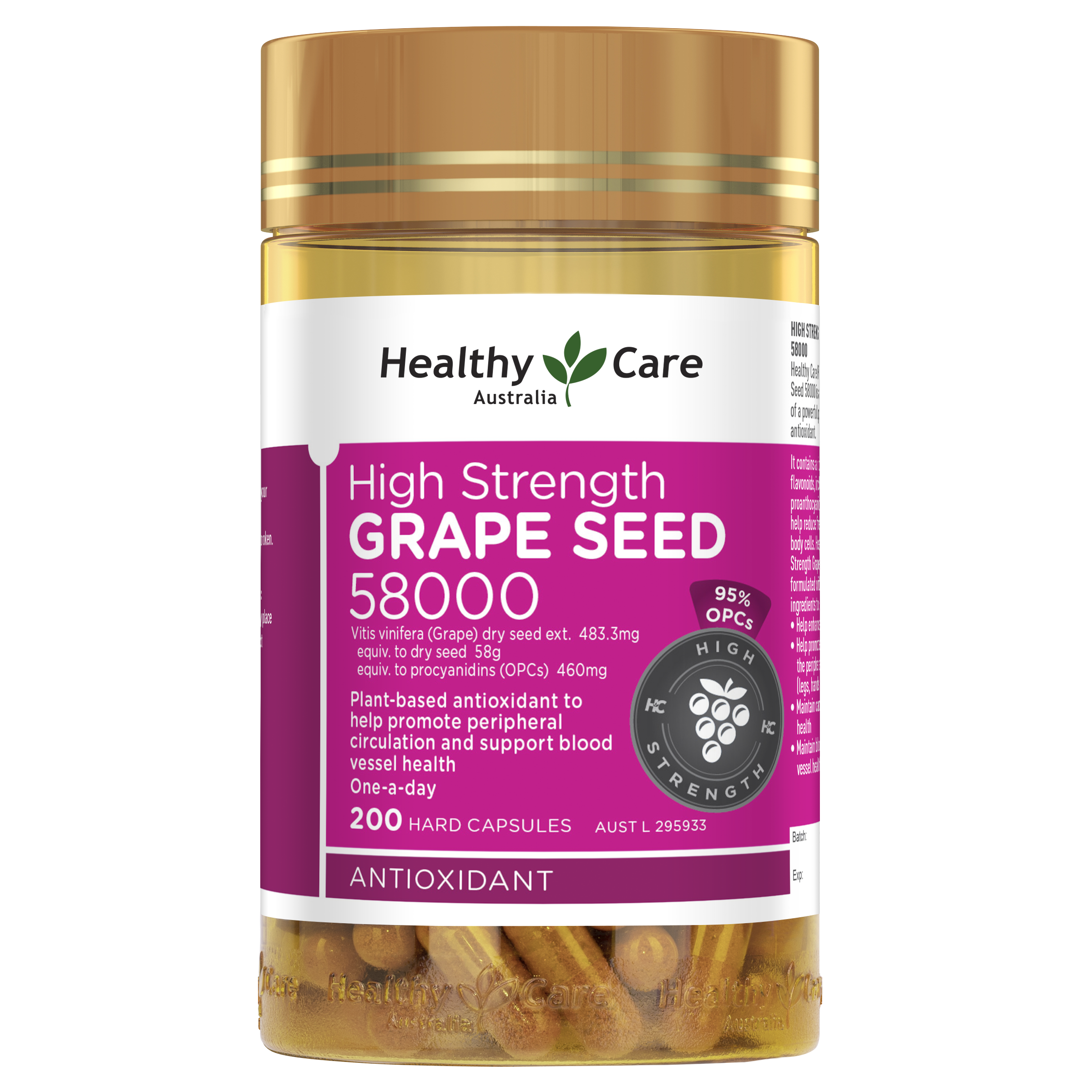 Healthy Care High Strength Grape Seed 58000 - 200 capsules