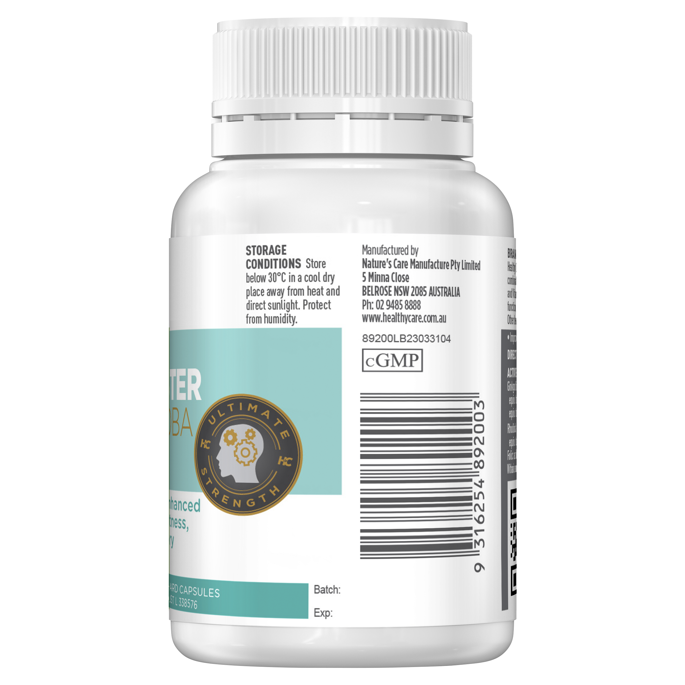 Healthy Care Brain Booster Ginkgo Biloba 6000mg 60 Caps - Healthy Care Australia