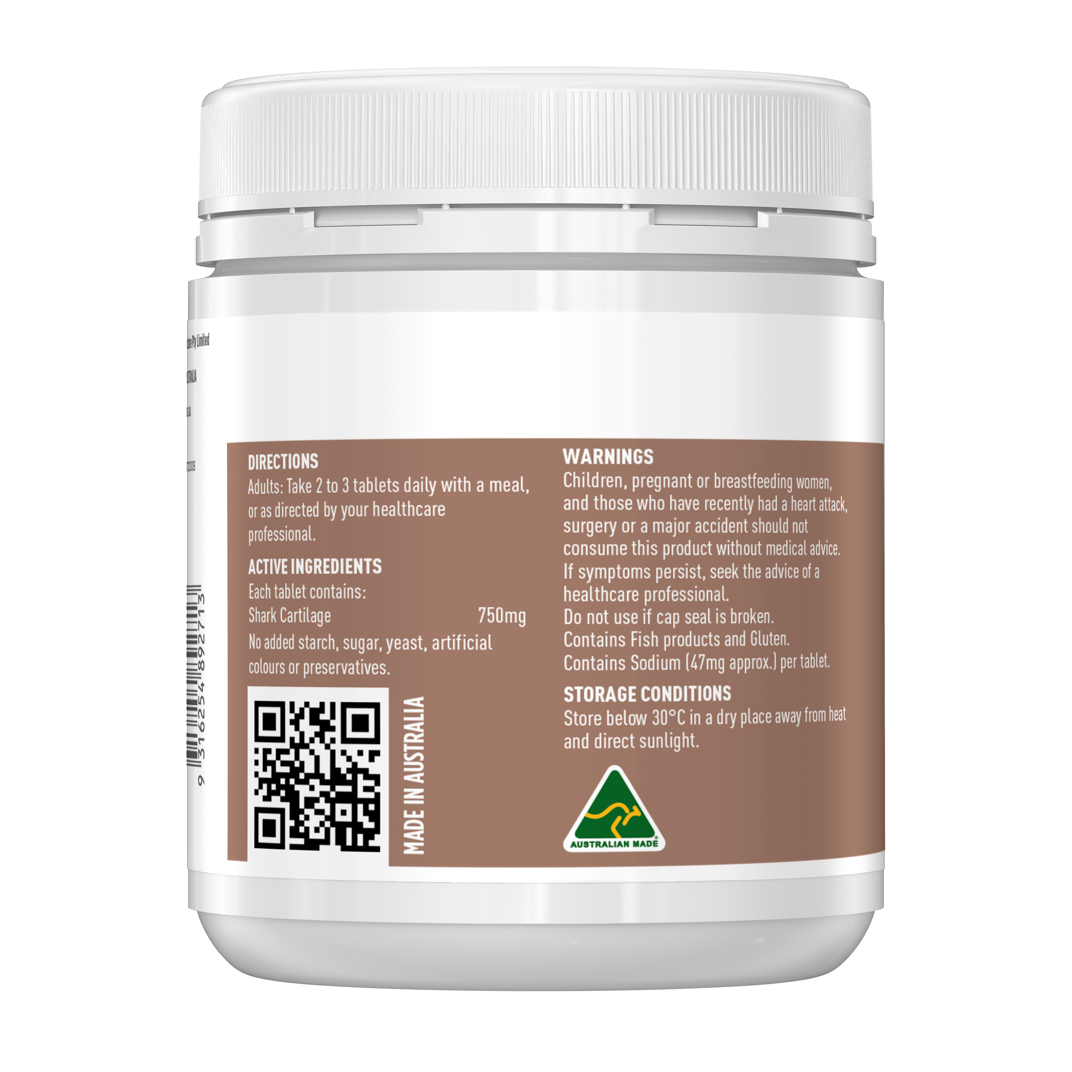 Healthy Care Shark Cartilage 750mg 200 Tablets - Healthy Care Australia