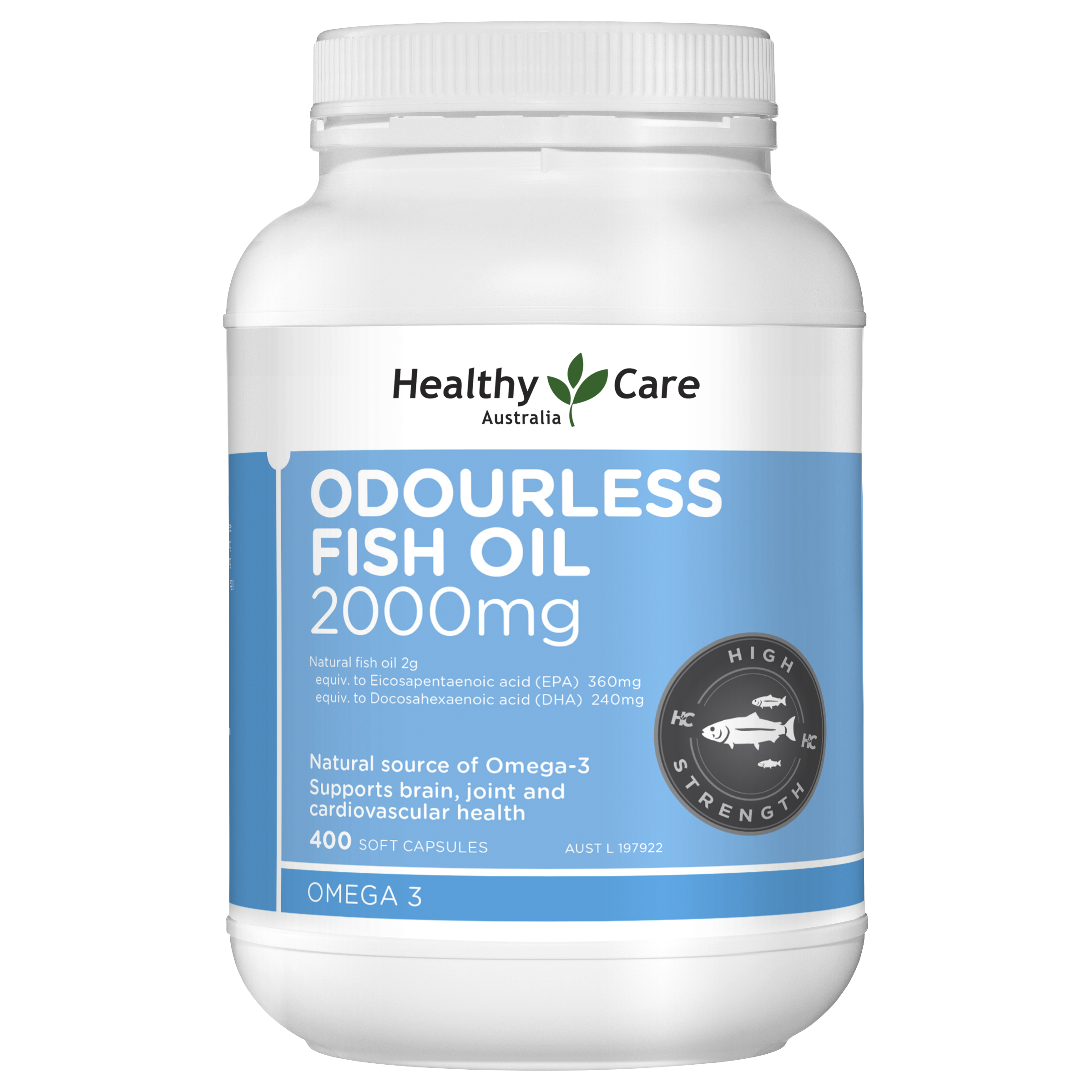 Healthy Care Odourless Fish Oil 2000mg 400 Capsules
