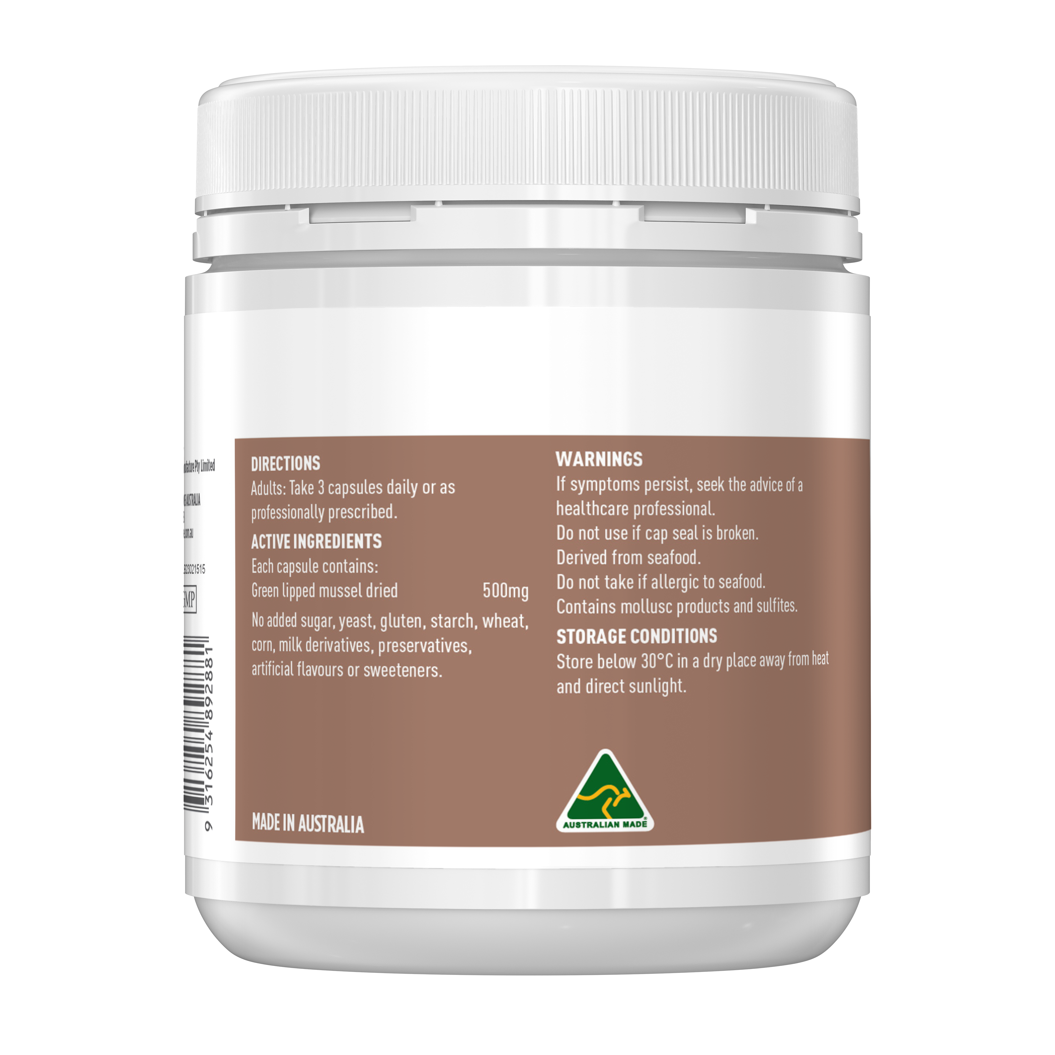 Healthy Care New Zealand Green Lipped Mussel 500mg 250 Capsules - Healthy Care Australia