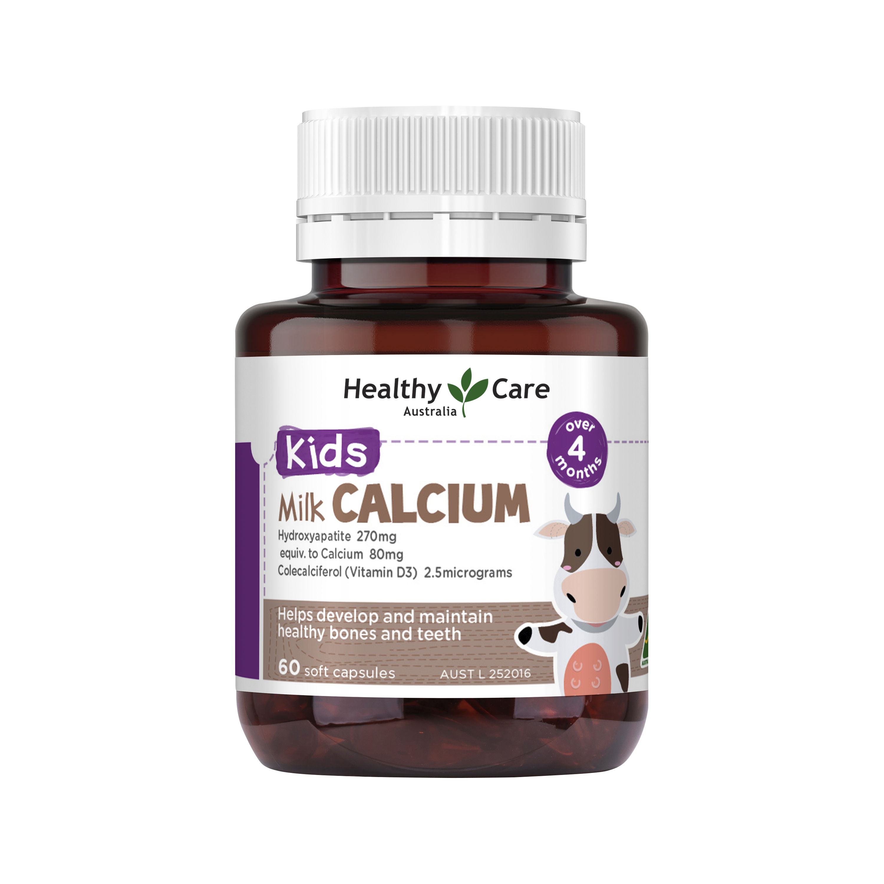 Healthy Care Kids Milk Calcium - 60 Capsules - Healthy Care Australia