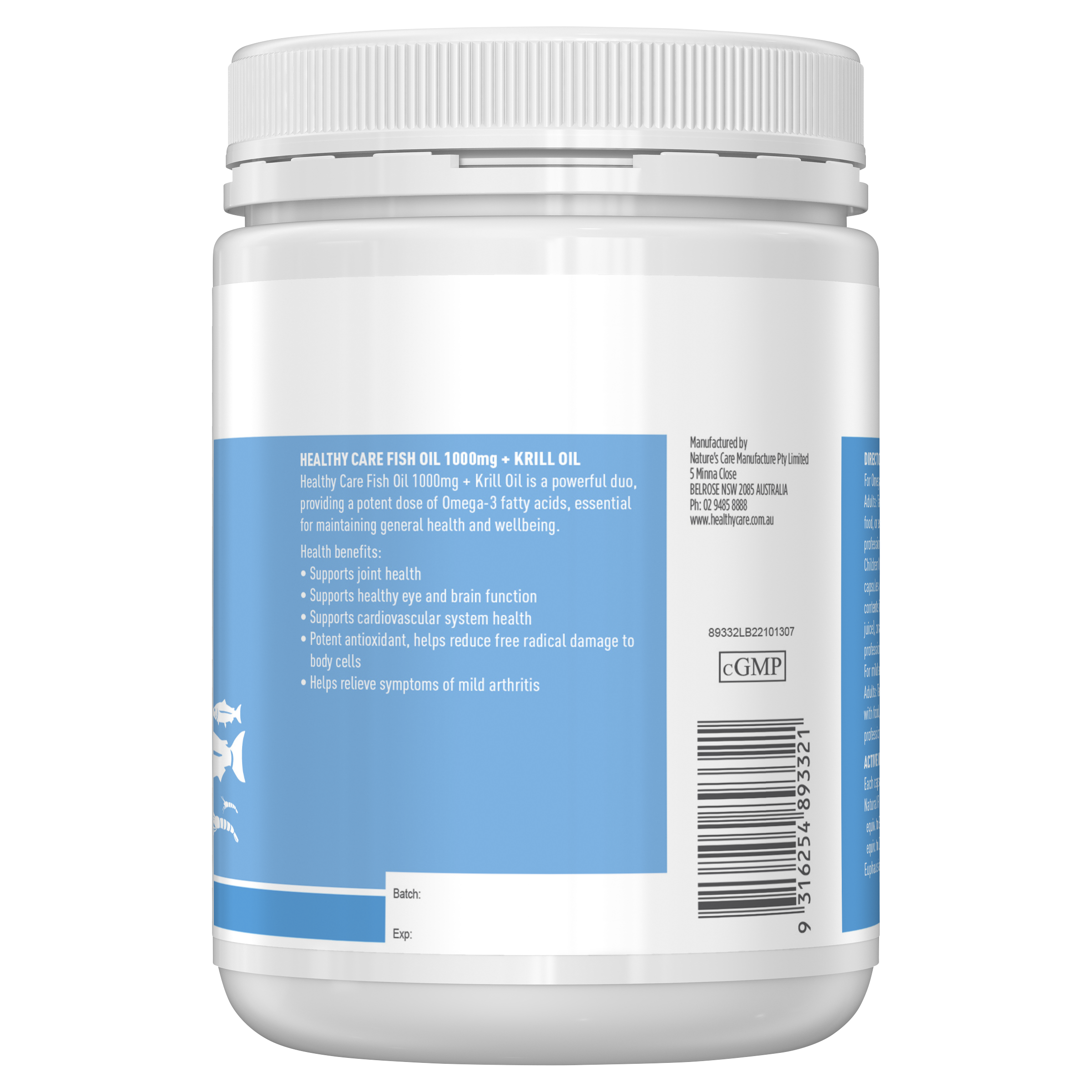 Healthy Care Fish Oil 1000mg + Krill Oil 400 Capsules