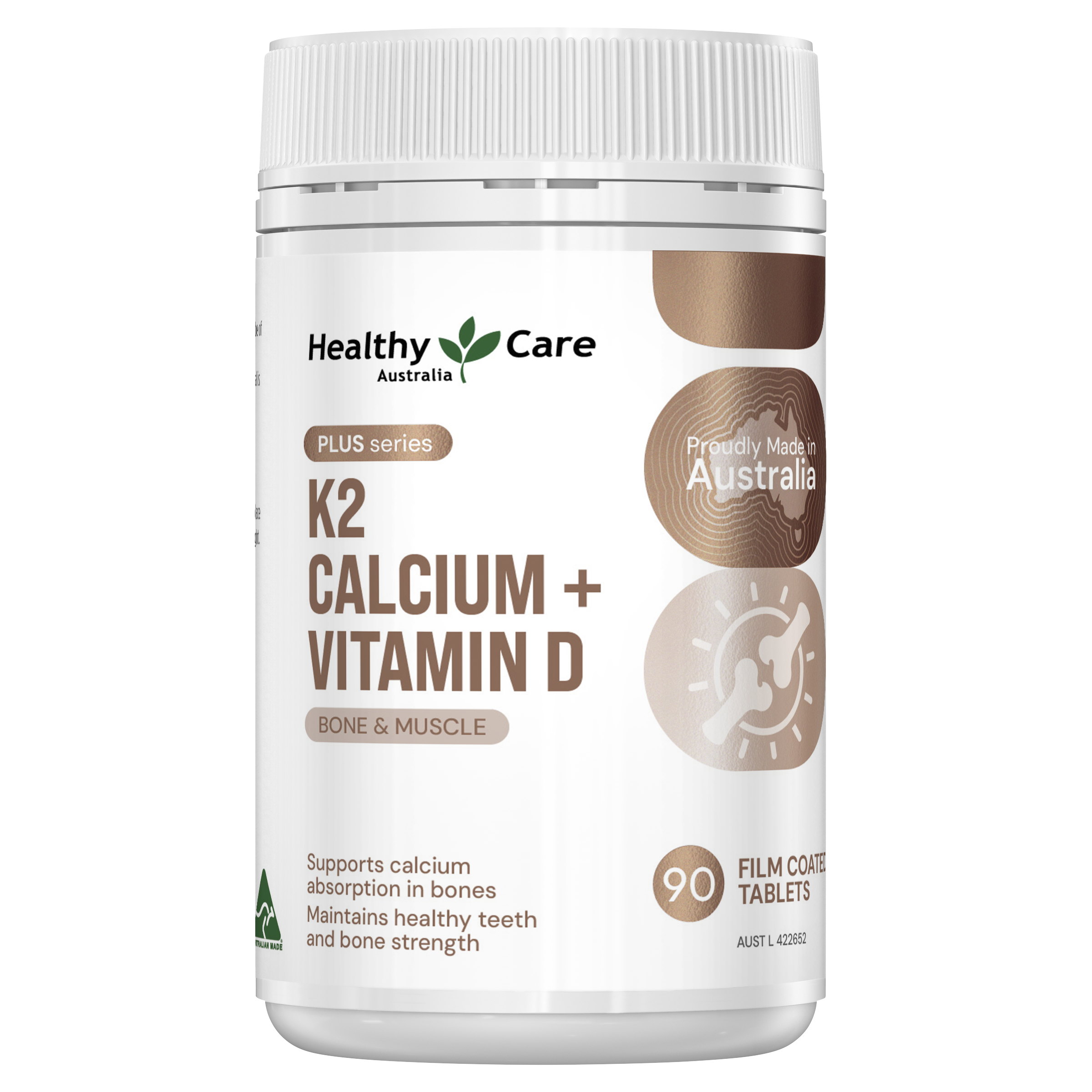 Healthy Care Plus K2 Calcium + Vitamin D 90 Capsules