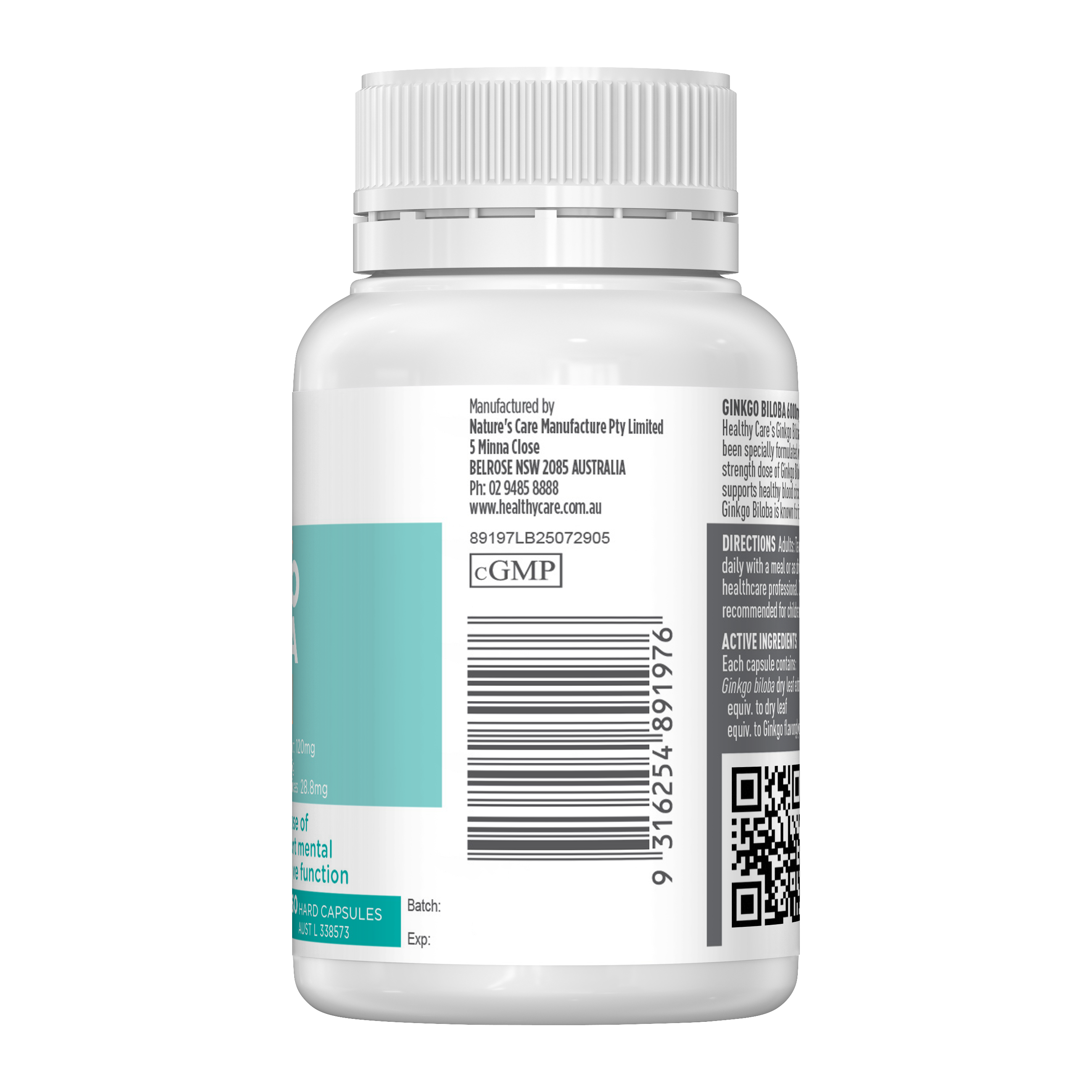 Healthy Care Ginkgo Biloba 6000mg 60 Capsules