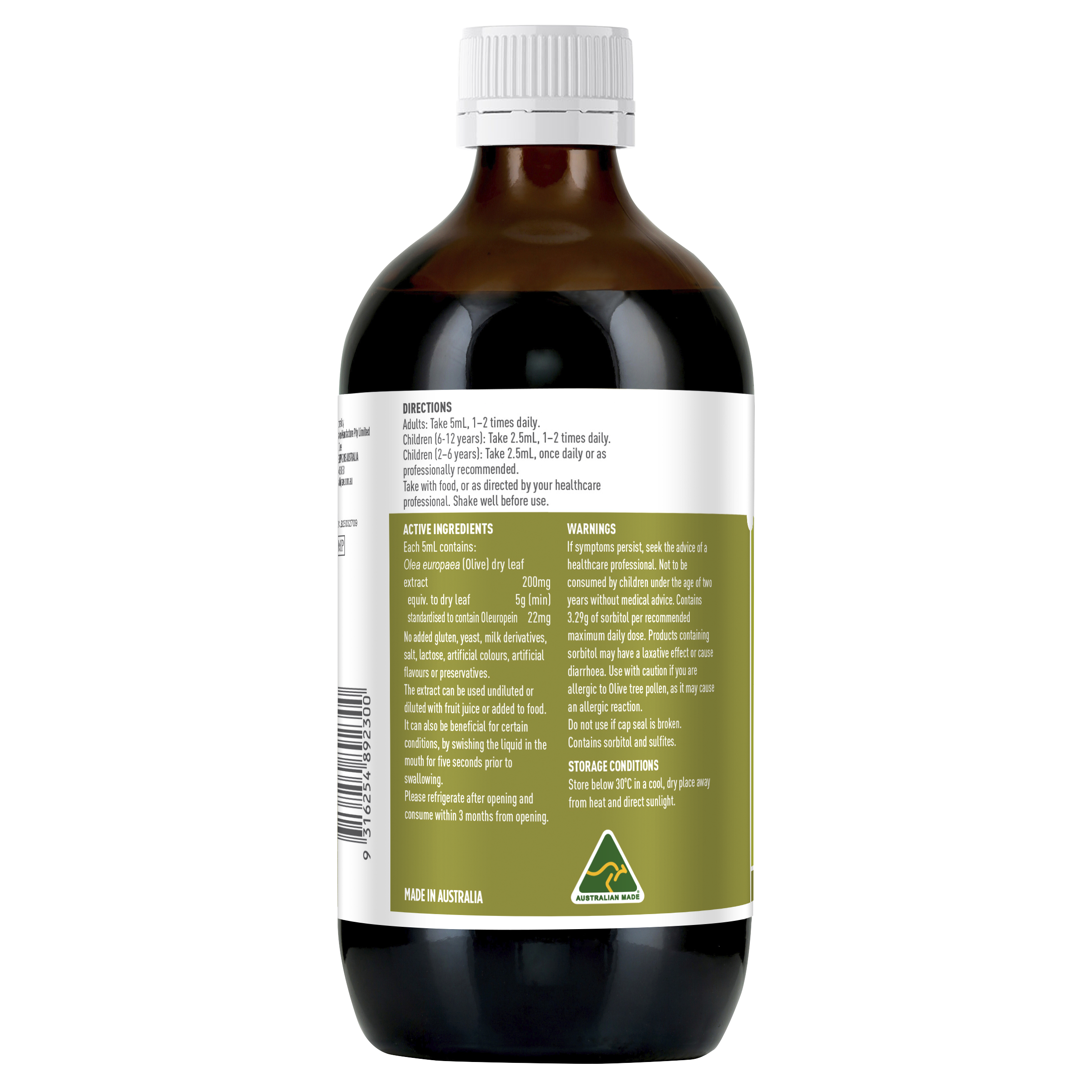 Healthy Care Olive Leaf Extract Pear Flavour 500mL