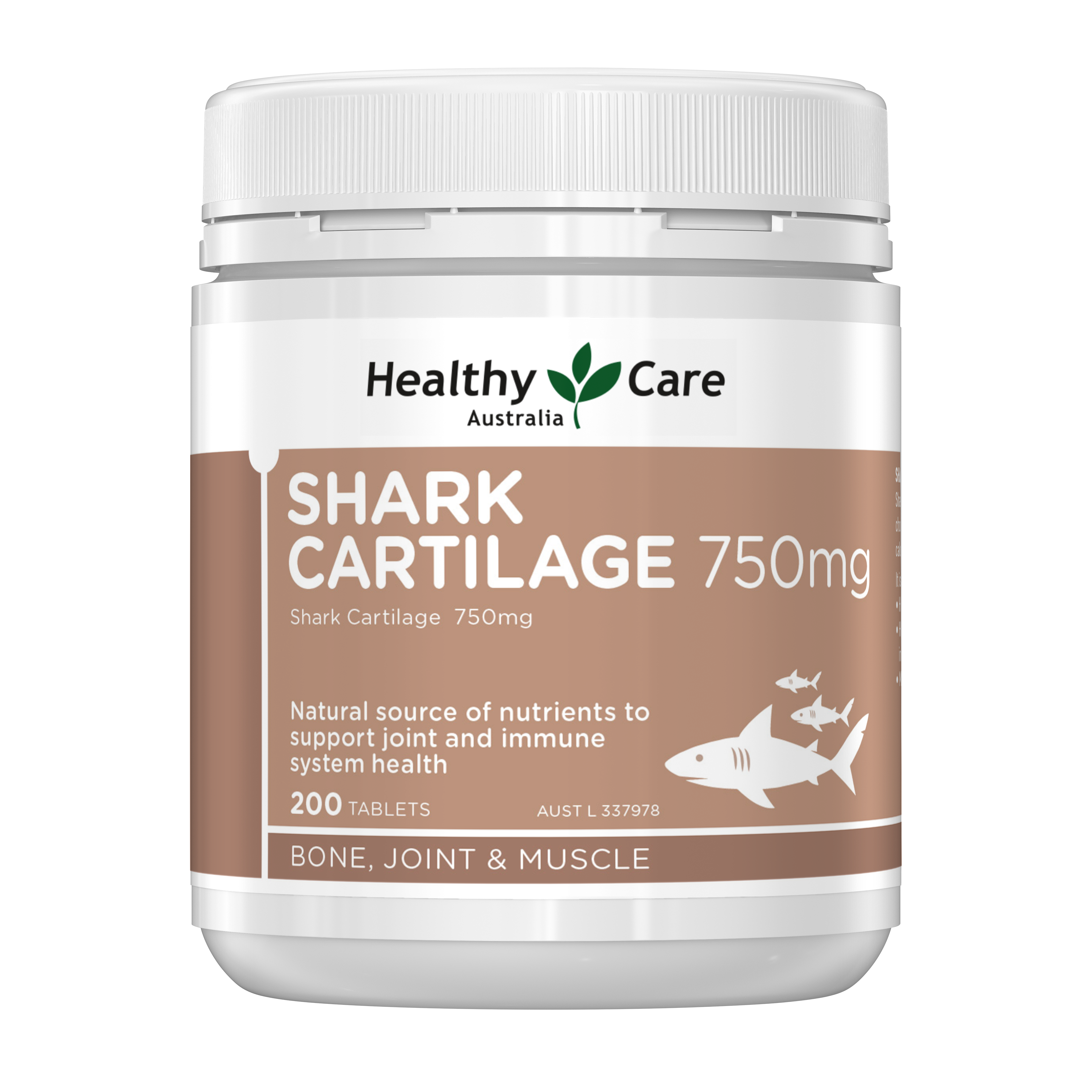 Healthy Care Shark Cartilage 750mg 200 Tablets - Healthy Care Australia