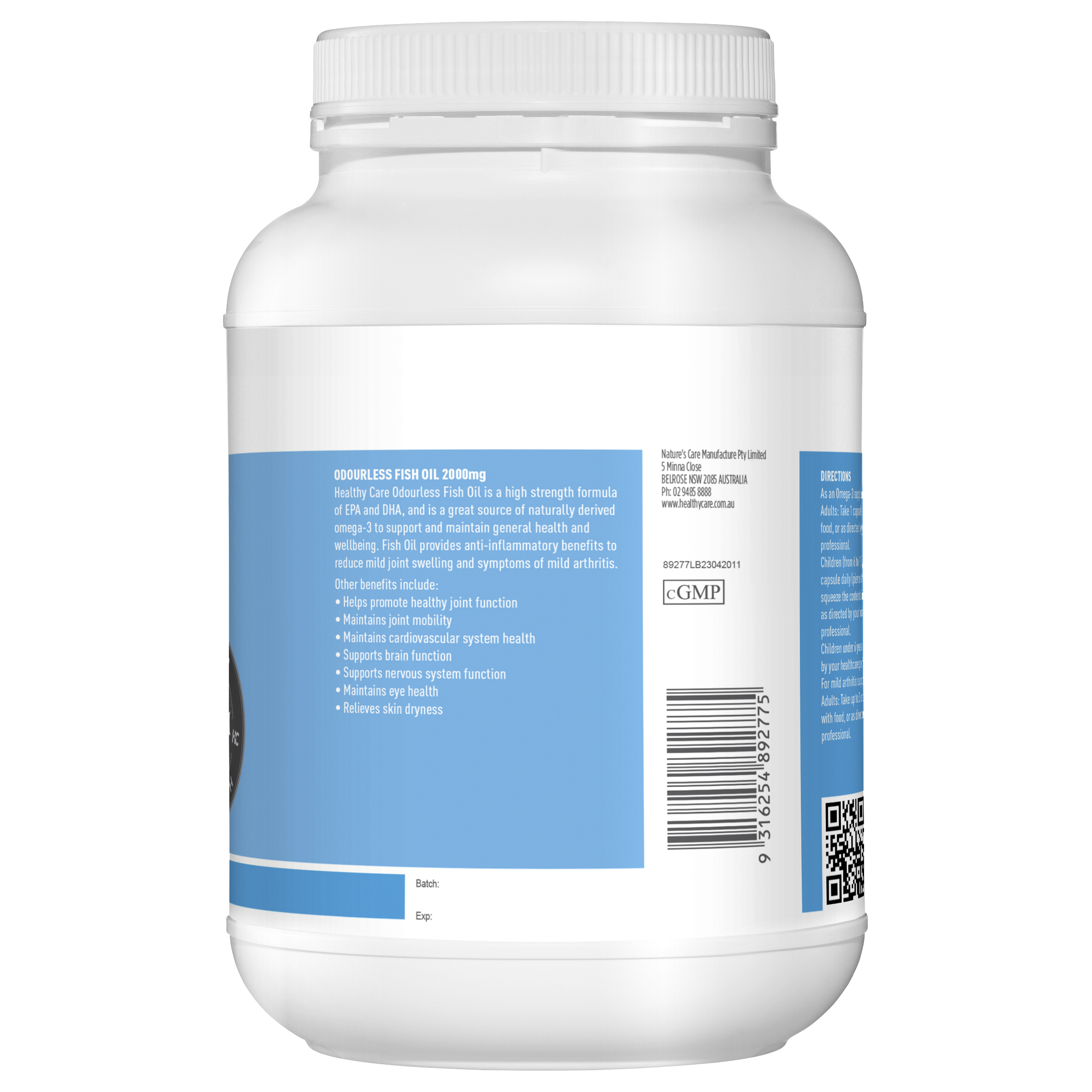 Healthy Care Odourless Fish Oil 2000mg  400 Capsules