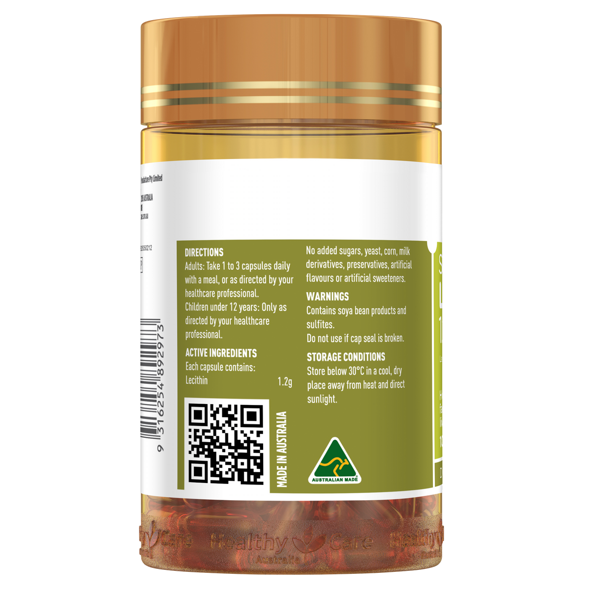 Healthy Care Super Lecithin 1200mg - 100 Capsules