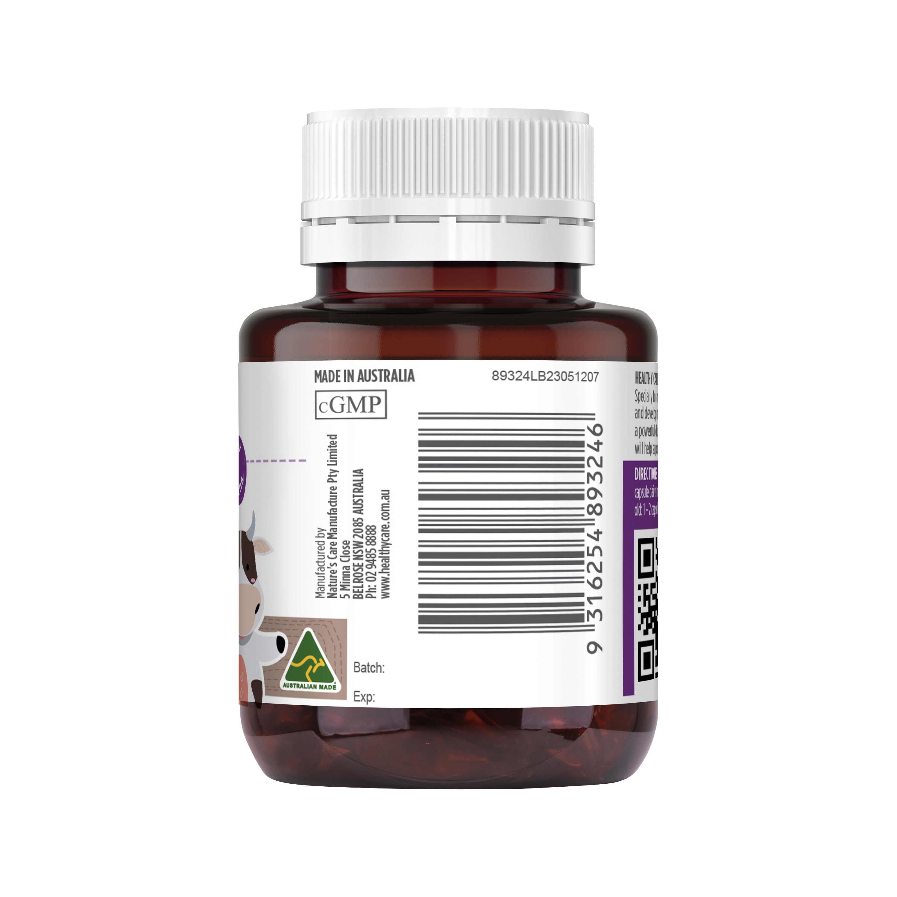 Healthy Care Kids Milk Calcium - 60 Capsules - Healthy Care Australia