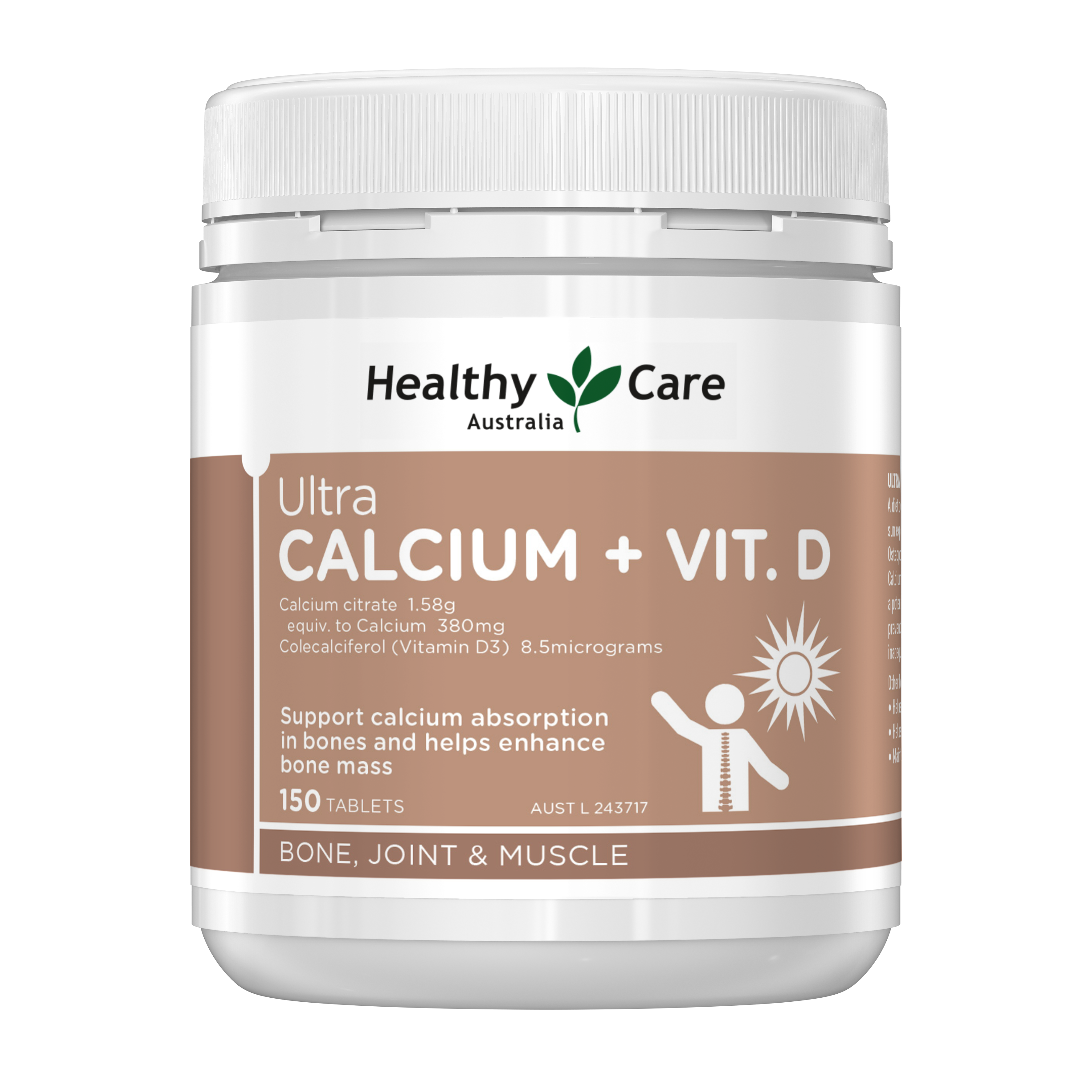 Healthy Care Ultra Calcium + Vitamin D - 150 tablets - Healthy Care Australia