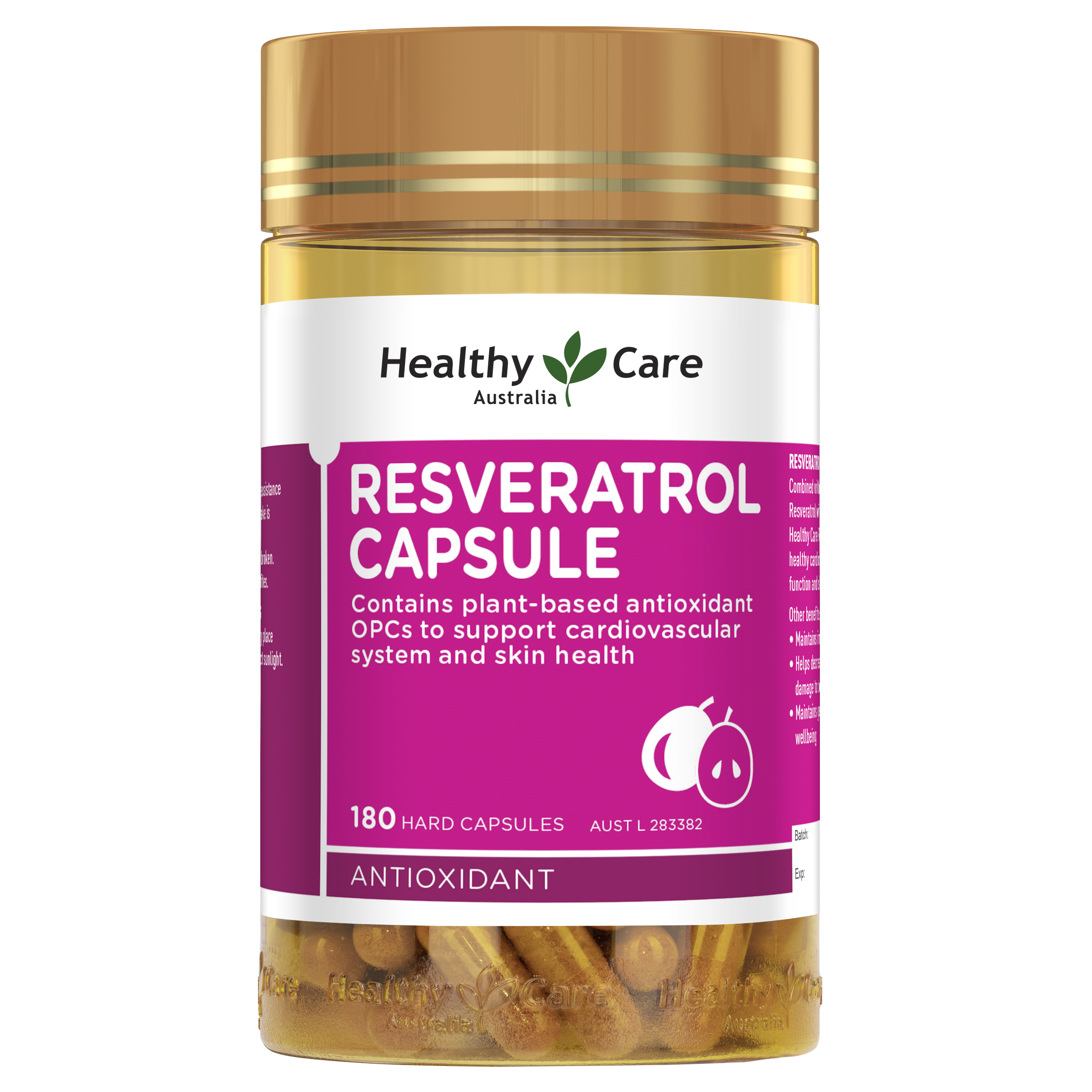 Healthy Care Resveratrol Capsule - 180 Capsules - Healthy Care Australia