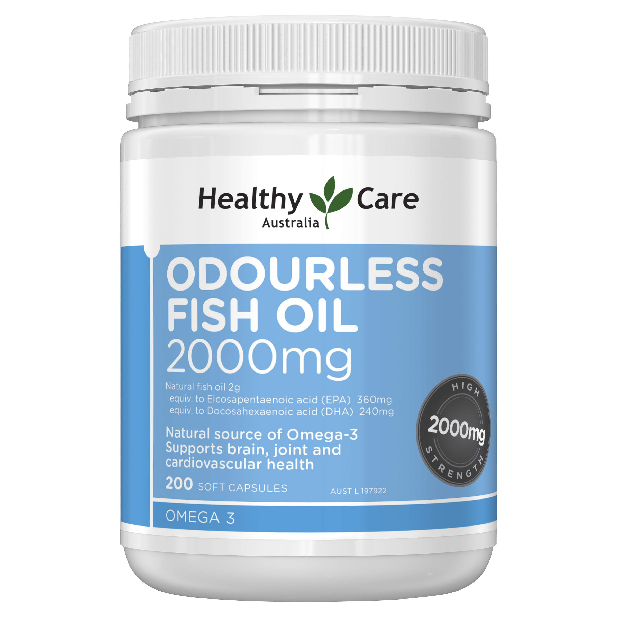 Healthy Care Odourless Fish Oil 2000mg - 200 Capsules - Healthy Care Australia