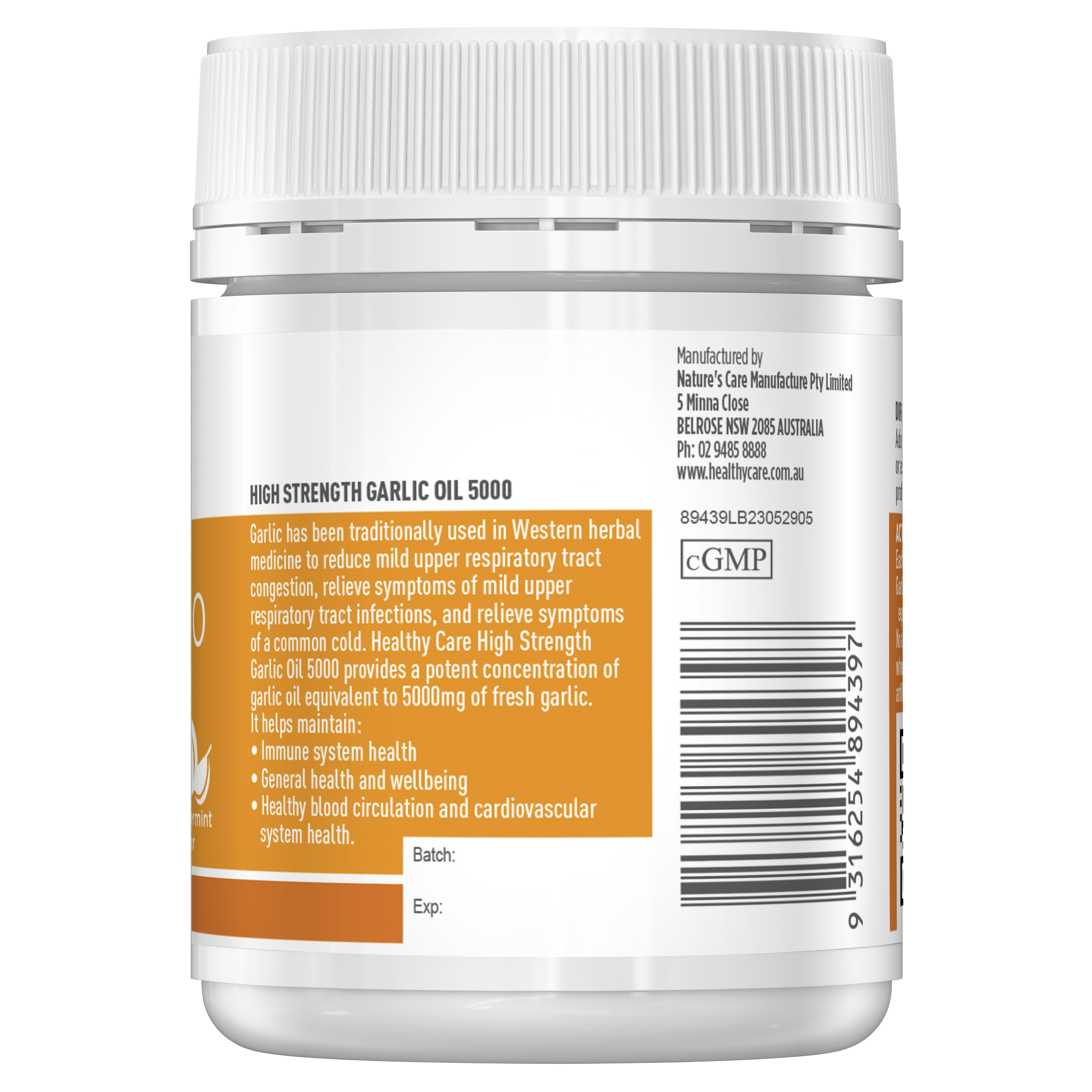 Healthy Care High Strength Garlic Oil 5000 150 Capsules - Healthy Care Australia