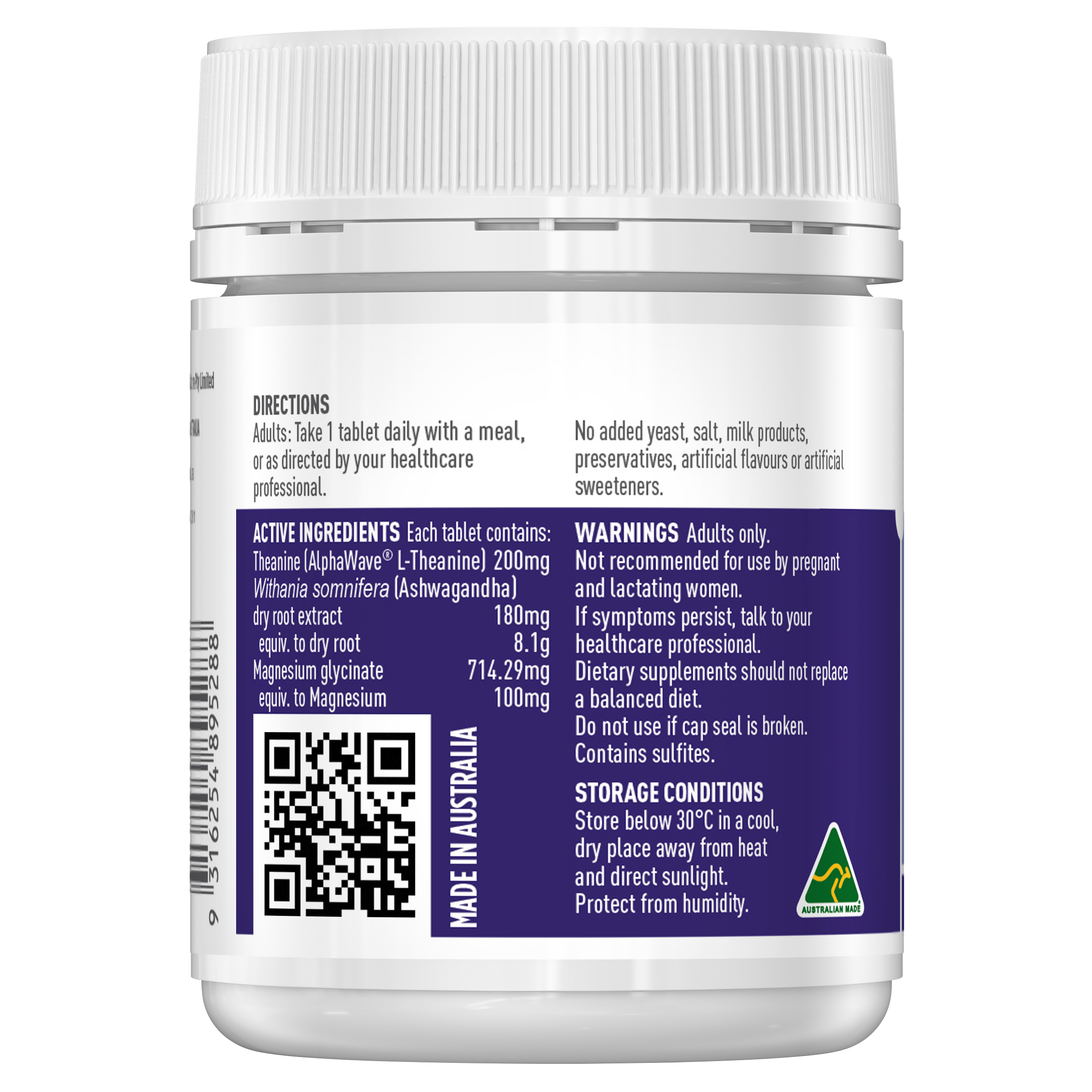 L-Theanine + Ashwagandha + Magnesium 60 tablets