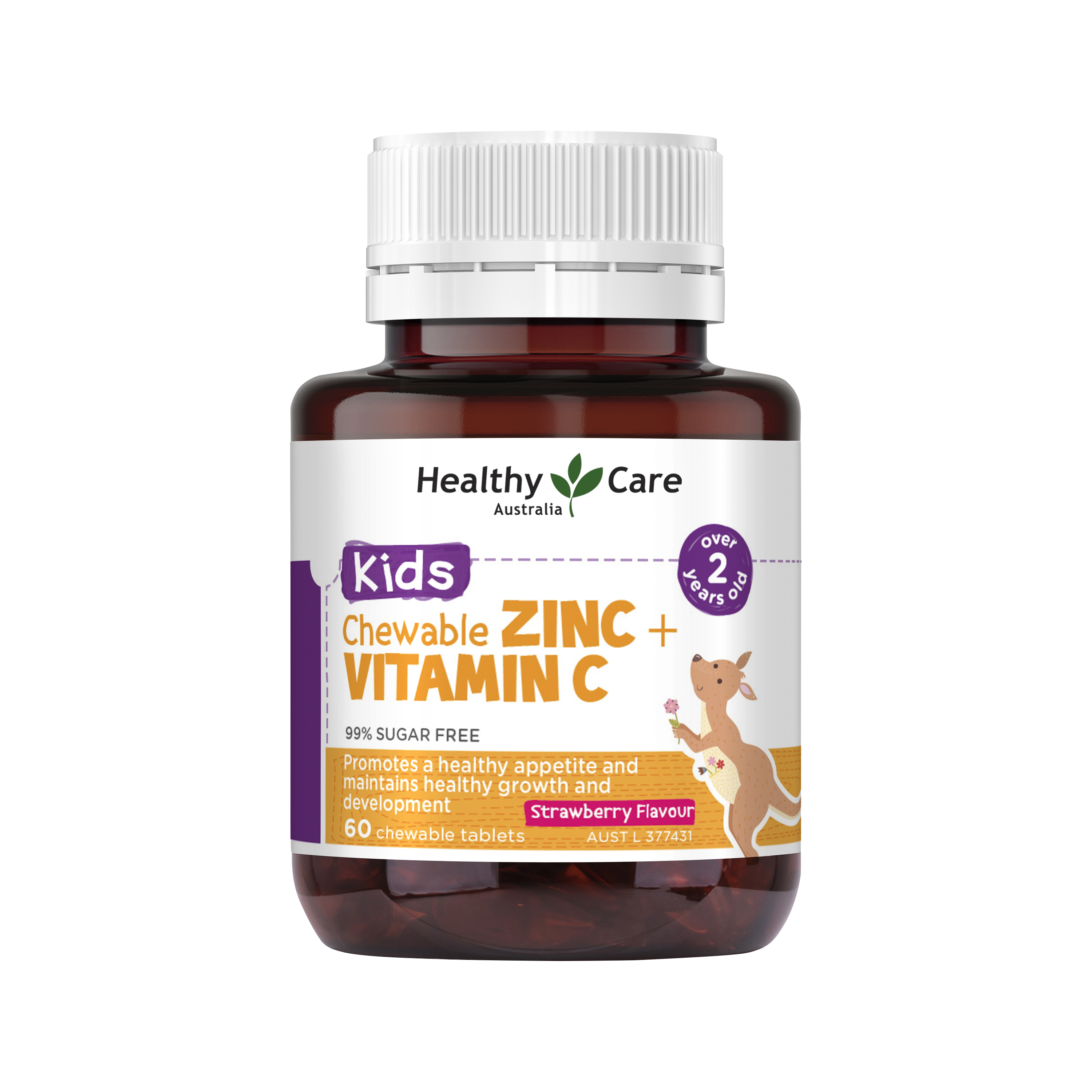 Healthy Care Kids Chewable Zinc + Vitamin C 60 Chewable Tablets