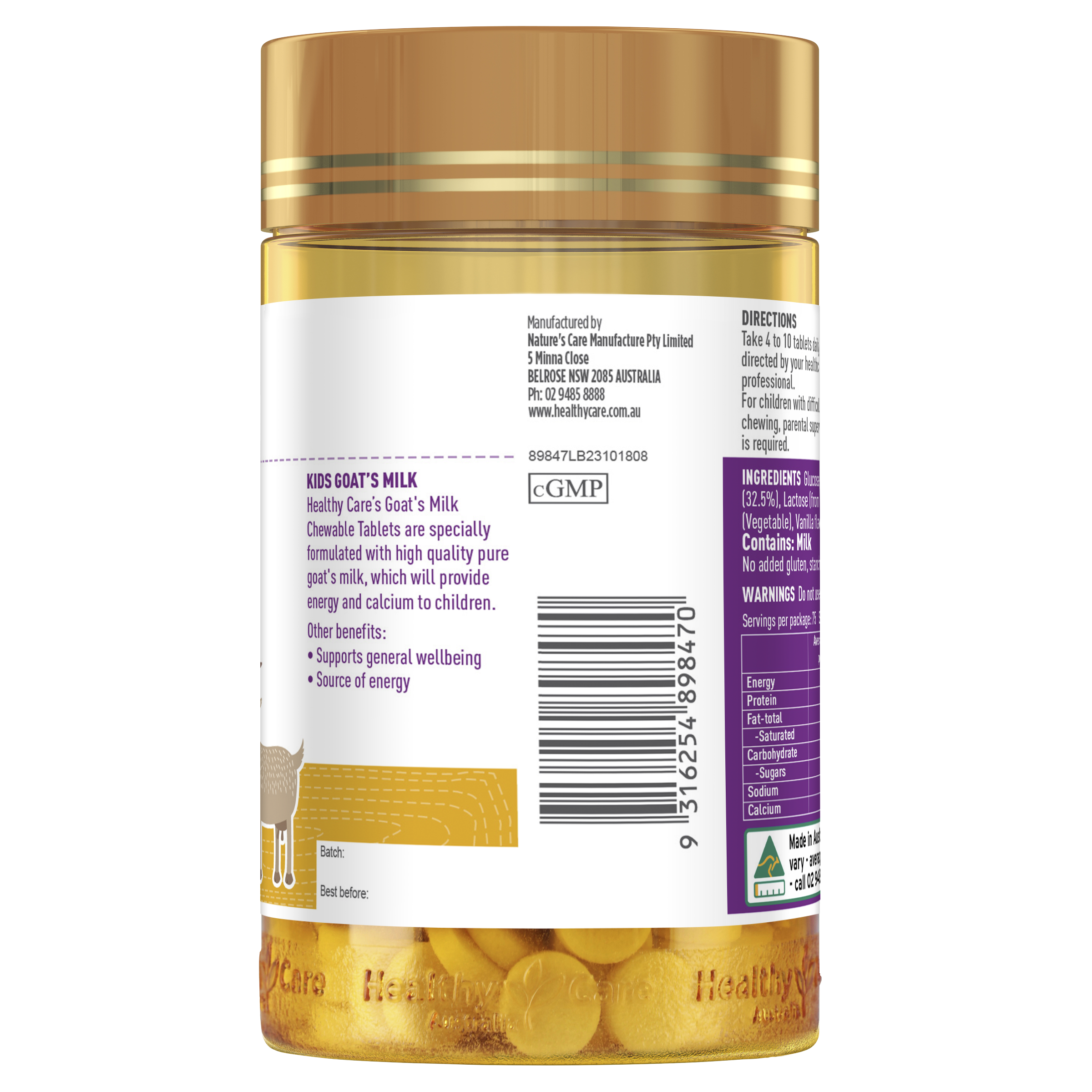 Healthy Care Kids Goat Milk Vanilla Flavour  300 Tablets