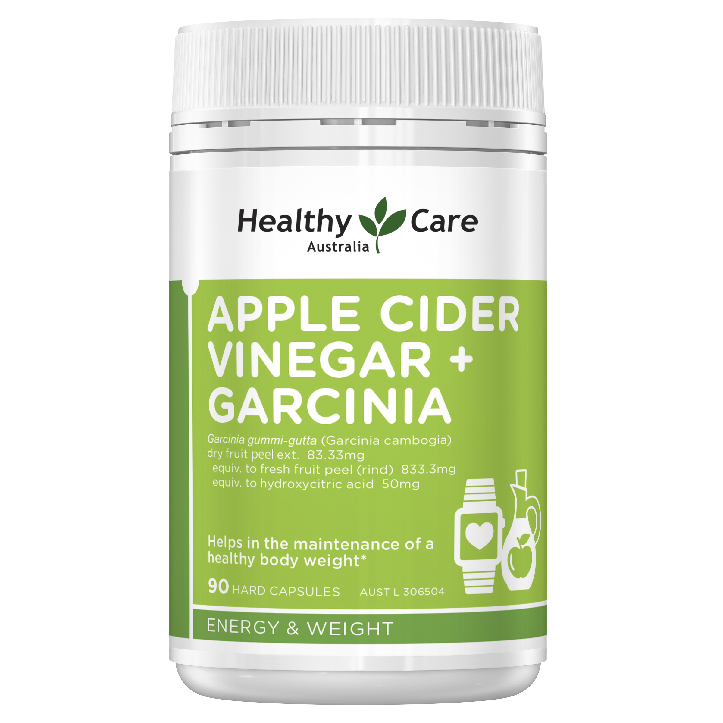 Healthy Care Apple Cider Vinegar + Garcinia 90 Capsules