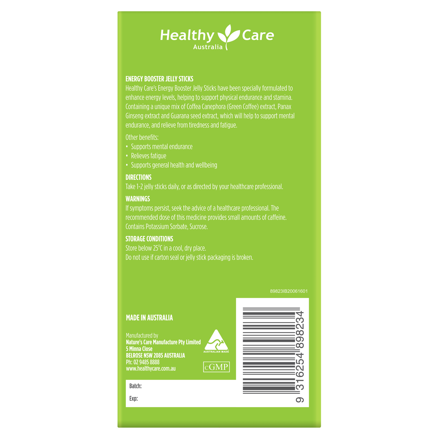 Jellee+ Energy Booster Jelly Sticks 10 x 15g (Benefits, Directions, Warnings, and Storage)-Healthy Care Australia