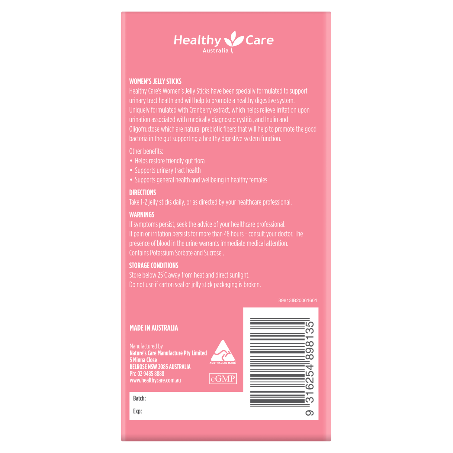 Jellee+ Women Jelly Sticks 10 x 15g (Benefits, Directions, Warnings, and Storage)-Healthy Care Australia